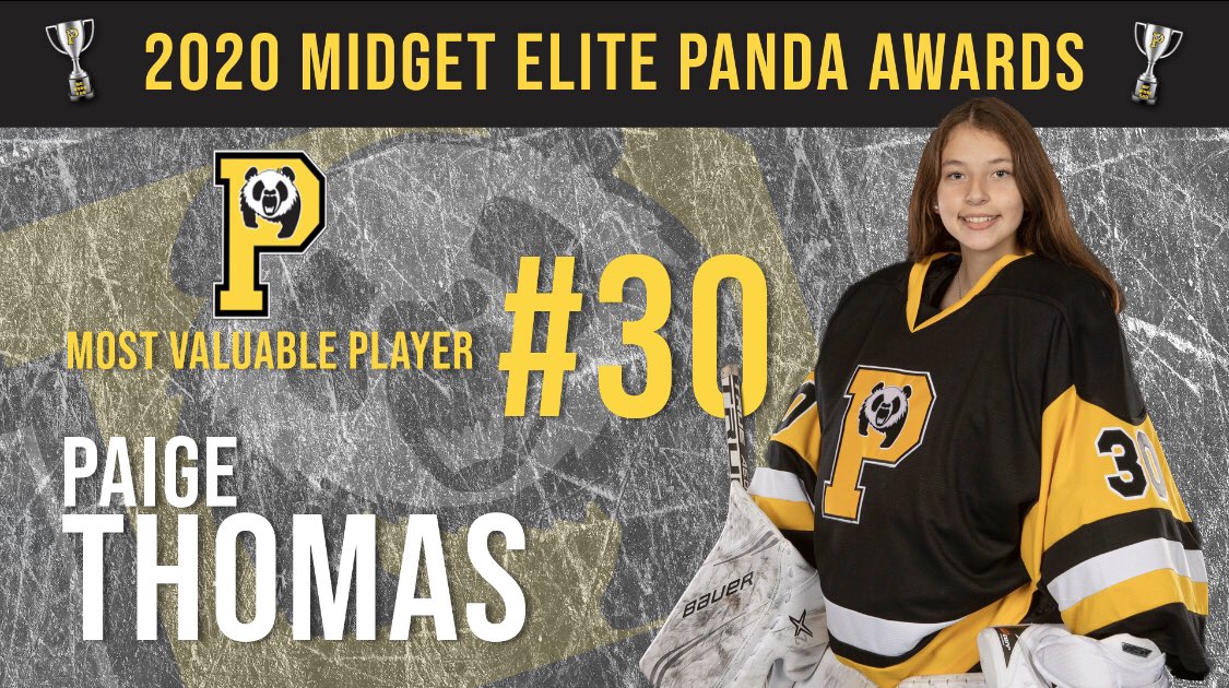 EdmU18AAPandas's tweet photo. Congratulations to all of the Midget Elite Pandas Awards Recipients! 

MVP – Paige Thomas 
MVP – Sydney Dutertre
Rookie of the Year – Jenna Irwin-Walker https://t.co/nIJlCHTXZs