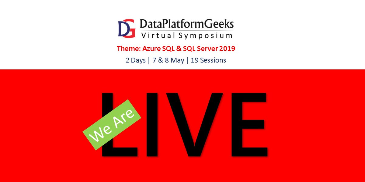 thedatageeks's tweet image. Day 2. We are LIVE.
Zoom Link: us02web.zoom.us/j/97161110935
OR Watch LIVE on YouTube: youtube.com/SQLServerGeeks
#DataPlatformGeeks #SQLServerGeeks #SQLServer