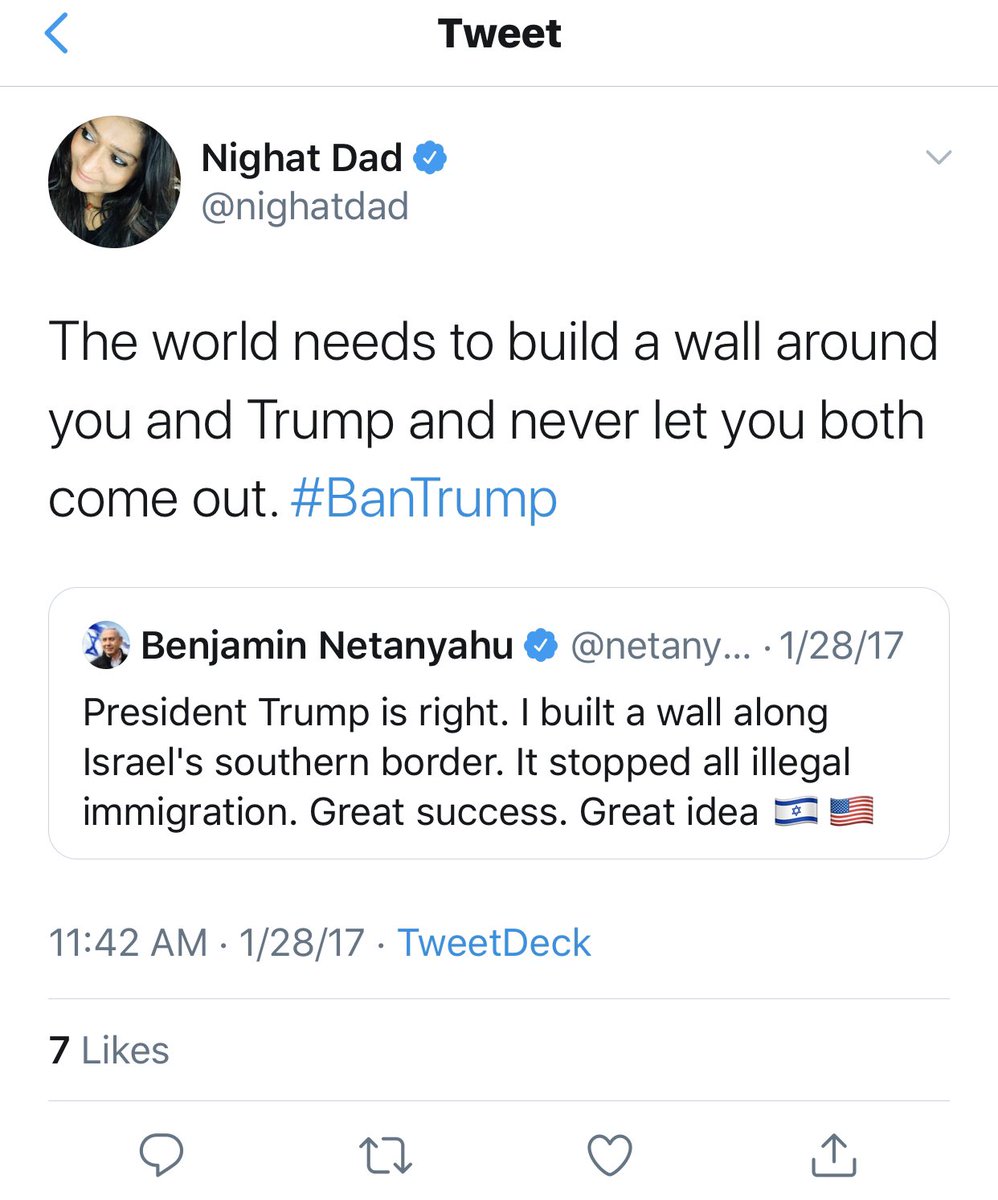 9. Another person Facebook picked to decide what you can post ahead of the election - Nighat Dad. Calls Trump “evil” Wants to  #BanTrump and “build a wall around” him.  Says it’s “sad to see what kind of country” America has become. Endorsed BernieNo bias there!