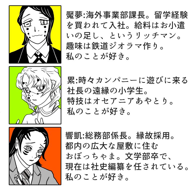TLでちらほら見かける「私のことが好き」シリーズ、純粋な出来心で上弦と下弦お坊っちゃまズでやってみました。好かれるのって必ずしも嬉しくないと分かったので良かったです(えー
⚠️夢、というかギャグのつもりです、何でも許せるお方向け⚠️ 