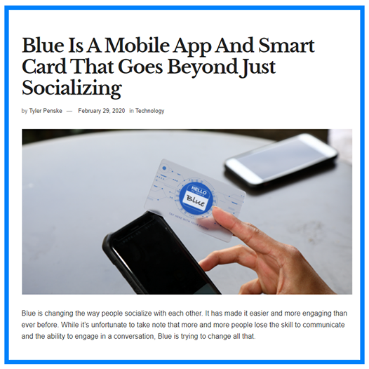 BlueSocialApp's tweet photo. Throwback to our feature on @NYWeekly a few months ago! We are changing the game, making socializing βeasier and more engaging than ever ;)
#throwbackthursday #tbt #newwaytonetwork #BlueSmartCard https://t.co/SL31LXrJ0k