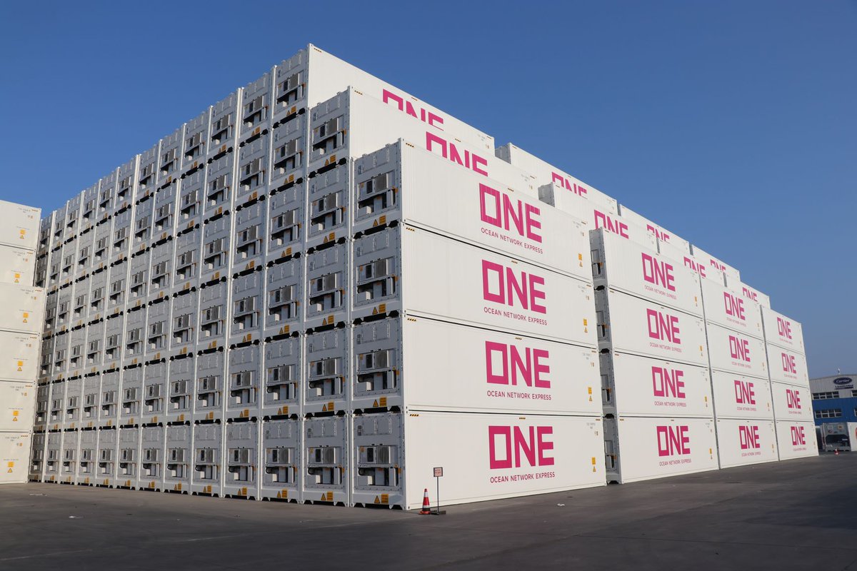 OceanNetworkExp's tweet photo. ONE is pleased to announce expansion of its refrigerated container (reefer) fleet by adding new 5000 (40” HC) units.
Read more: https://t.co/7QsXBgrKSw
#OceanNetworkExpress #ONE #maritime #ControlledAtmosphere #container #reefer https://t.co/QII8hOJ9WD
