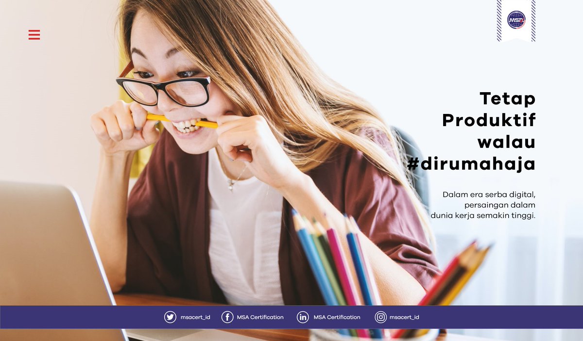 msacert_id's tweet photo. Tetap Produktif walau #dirumahaja karena Dalam era serba digital, persaingan dalam dunia kerja semakin tinggi
#msacertification #sertifikasi #iso #iso9001 #iso14001 #iso45001 #ppiu #lembaga #management #produktif #viral #jumat https://t.co/4fu89oxZsn