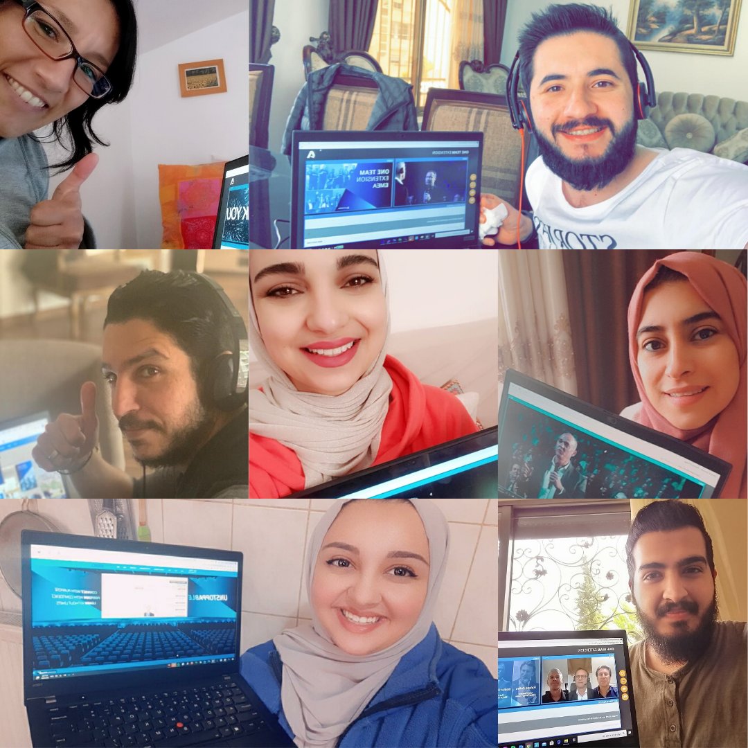 AutodeskLife's tweet photo. Autodeskers from #Amman, Jordan, #Minsk, Belarus, and #Barcelona, Spain gathered to attend Autodesk's internal conference, One Team Conference, from their homes.  They are #OneTeam, #OneAutodesk! #AutodeskLife . . . https://t.co/GOTMmttSyb