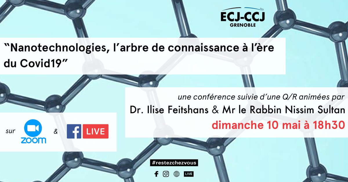 ecjccj's tweet photo. "Nanotechnologies, judaïsme &amp; #Covid19"
Une conférence &amp; Q/R en live avec Dr. Ilise Feitshans &amp; @RabbinSultan 
🔴 en live sur Zoom
📅 ce dimanche 10 mai à 18h30
👉 inscrivez-vous sur ce lien https://t.co/lauwBiVap1 https://t.co/IcEmvWAONO