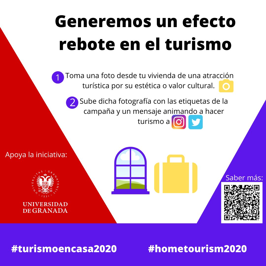 CanalUGR's tweet photo. 🧳 ¿Te unes a la iniciativa #turismoencasa2020? ¡Mantengamos el interés del turista por viajar y generemos un efecto rebote en el turismo!
#hometourism2020

ℹ️ https://t.co/AQJchPOVcw https://t.co/IlMfLCAaKr
