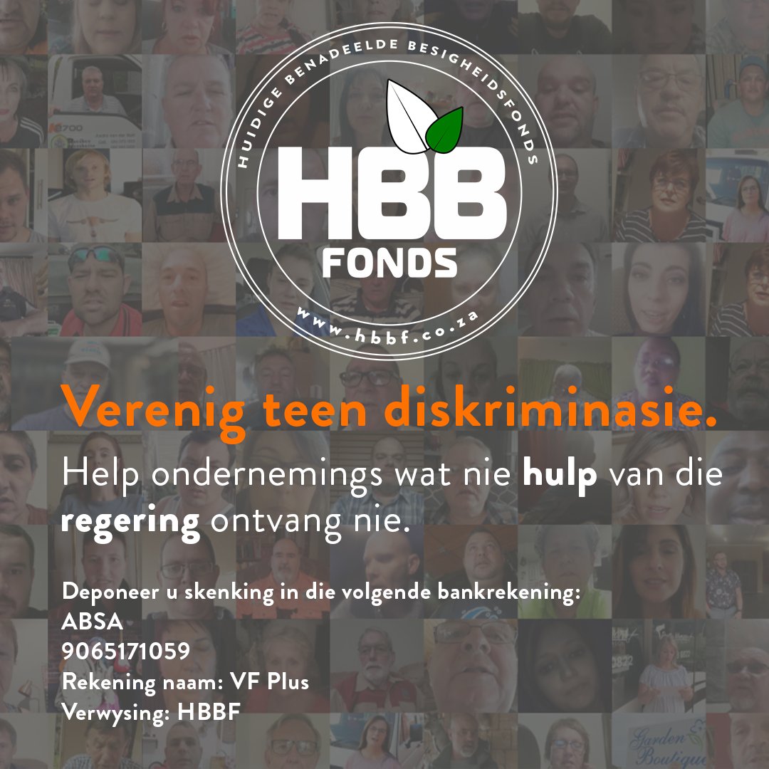 VFPlus's tweet photo. Besoek https://t.co/NVlWF4hPg4 

Teken die petisie.
Deel jou storie.
Help met 'n skenking.
Verenig teen diskriminasie.

#saamisonssterker #daarishoop #HBBFonds https://t.co/lPaOvh8nQR