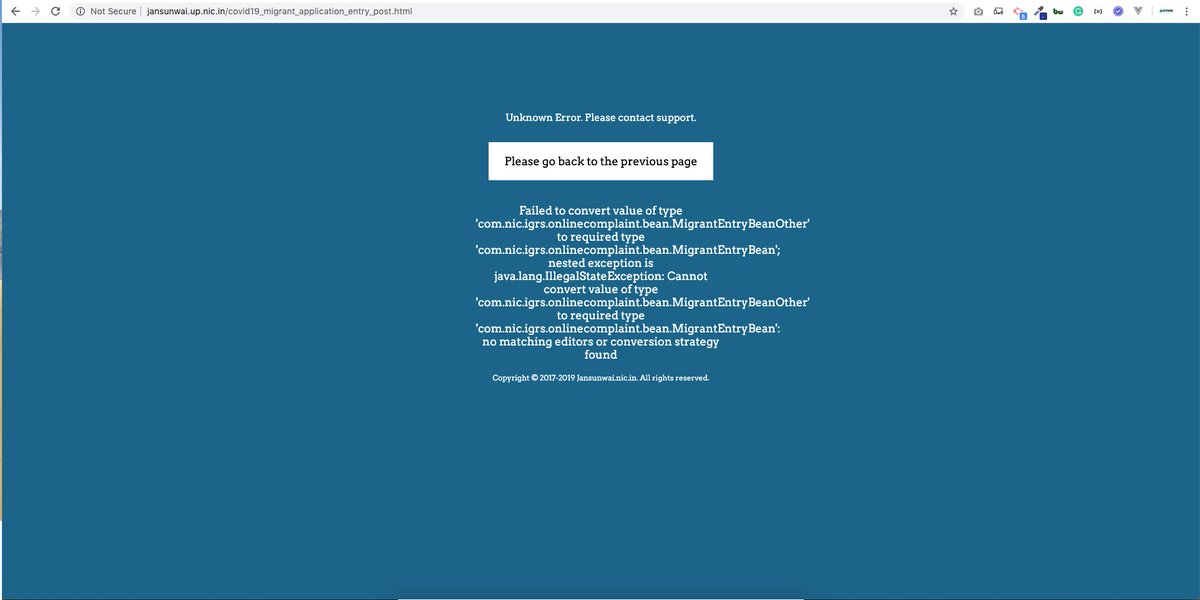 vishnanirajesh's tweet image. One of our factory workers wants to go back to his village in UP and when I am trying to register him on the UP government&apos;s official website, I get below error, please help him go home. @AhmedabadPolice