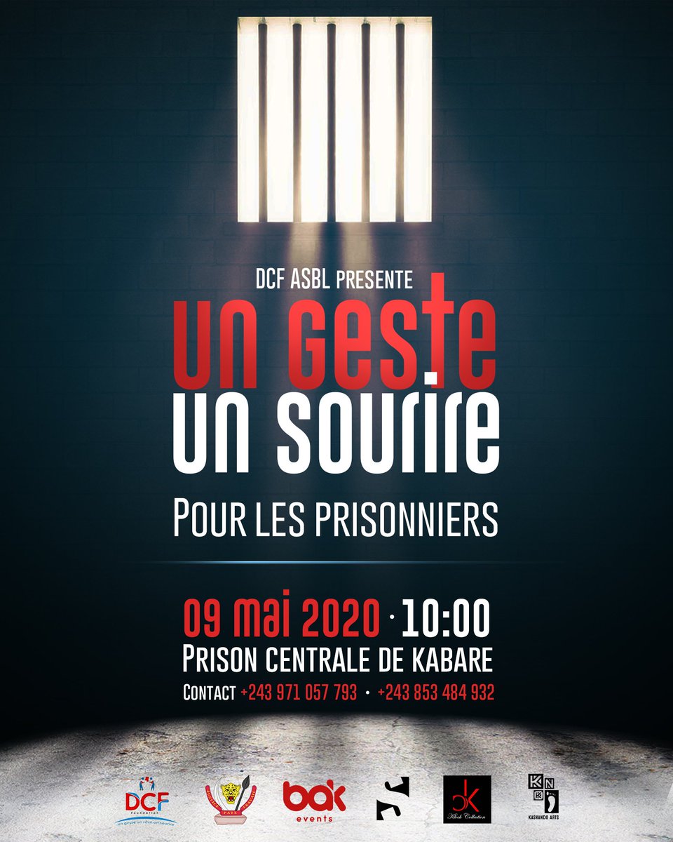 ChikaDaudi's tweet photo. UN GESTE UN SOURIRE pour les PRISONNIERS de #KABARE. Ensemble contre le COVID-19. Rejoignez la #DCF ASBL pour cette action humanitaire. Merci au Gouvernement @TheoKASI via son Ministère de Justice pour son accompagnement!!! https://t.co/4dxXmTVF4m