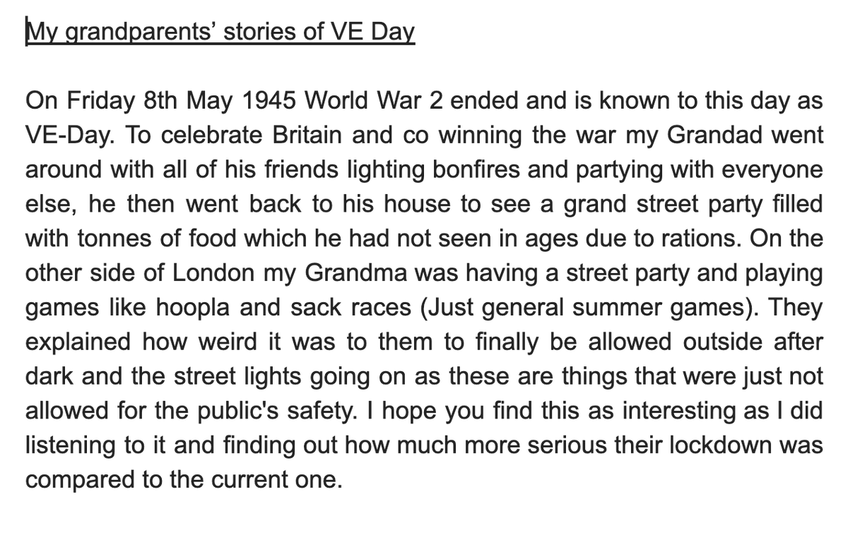 NHGS's tweet photo. NHGS Students and Staff share their VE Day stories and photographs of how they are celebrating in 2020 for the 75th anniversary. #VEDay75 https://t.co/OzDOzYXk1F