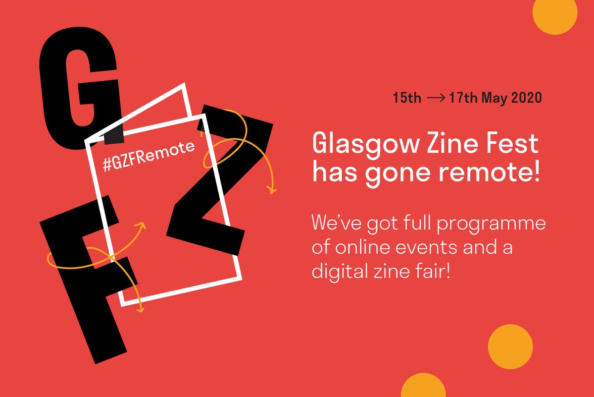 GlasgowZineLib's tweet photo. 🚀💫May 15th-17th is GZF Remote, an online version of our very own zine fest! Here's a thread of all the awesome things you can look forward to! Please RT and share!

Tickets are available on a sliding scale, from £0-£12.

#GZFRemote

Pick them up here:
https://t.co/lTN2FmXJkT https://t.co/GrXOE8AIqU