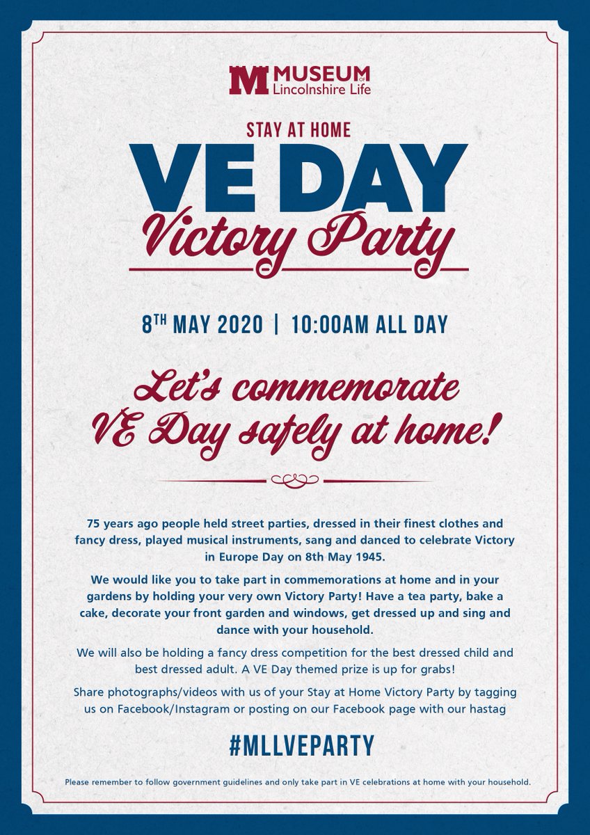 lincslibraries's tweet photo. Today's the day for the #MLLVEParty to celebrate #VEDayAtHome! Head over to the Museum of Lincolnshire Life's Facebook page to join in, find out all about the history of VE Day, activities to have a go at and more! https://t.co/hjP1EuW8N0 https://t.co/bwx9m6NVdp