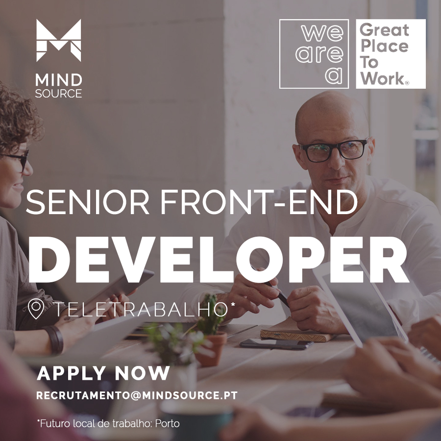 MINDSOURCEteam's tweet photo. 📢 Join our Team
We are looking for Senior Front-end Developers
https://t.co/WmYsNzZQHb
Location: Teletrabalho
📩 Apply now: recrutamento@mindsource.pt

#mindsource #greatplacetoworkportugal #html #css #javascript #frontenddevelopment #frontend
#careers #emprego #ofertasdeemprego https://t.co/VIX80NFqLj