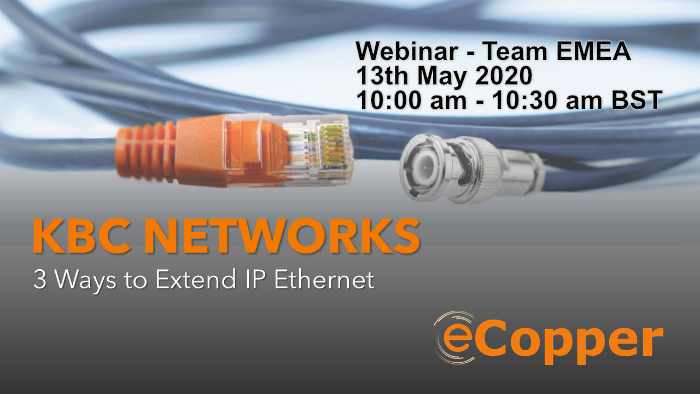 KBCNetworks's tweet photo. Join Craig Kennedy &amp;  Luis Angulo #KBCNetworks #teamEMEA next week for our #webinar: 3 Ways to Extend IP Ethernet. Learn about eCopper™ &amp; more. Register: https://t.co/pdvBsMmlkz
 #transmission #IP #eCopper #wireless #fibre #mediaconverters #ThruLink #networksolutions #ethernet https://t.co/uvTXP7Wq3t