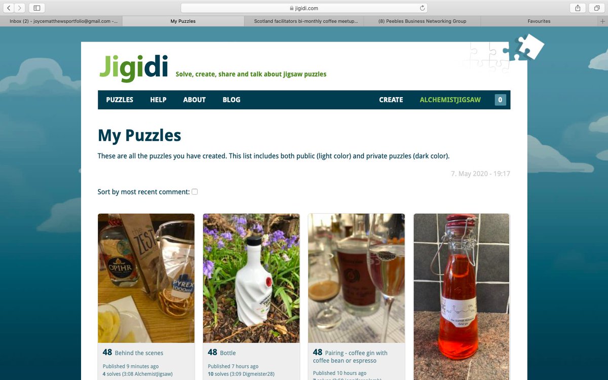 alchemists_the's tweet photo. Our #ginchallenge has finished ... &amp; for your delight &amp; #lockdown amusement The Alchemists have made some online puzzles for you. All you have to do to enjoy is
1. Go to Jigidi  
2. Search AlchemistJigsaw
3. Have a go
4. Share your time &amp; photos with us using
#AlchemistJigsaw https://t.co/Gpm9KK7xF9