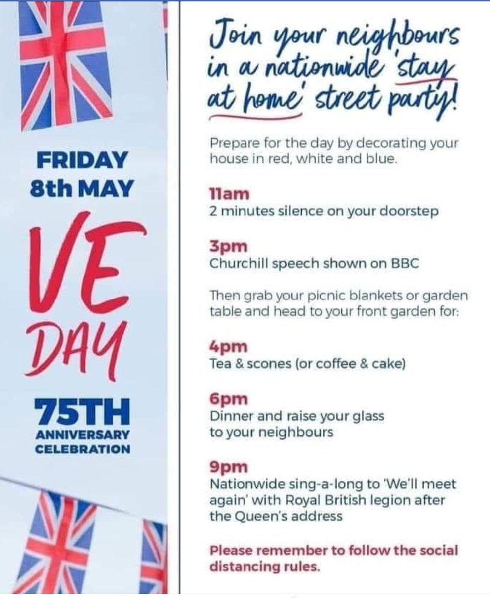MelScrivin's tweet photo. A quick adjustment and the #RainbowsForNHS becomes #VEDay75 โค A little help from #Wenlock and we're ready for our #VEDayAtHome #StreetParty Why not join us? ๐ถSoundtrack by @ClassicFM of course ๐ #Gamesmakers @GamesmakerGroup @GamesMakerChoir #Gloucestershire #Longney https://t.co/ZoWCk7z0N1