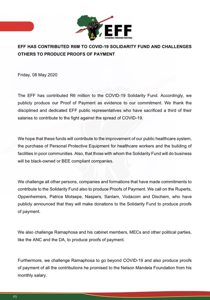 Economic Freedom Fighters tweet media