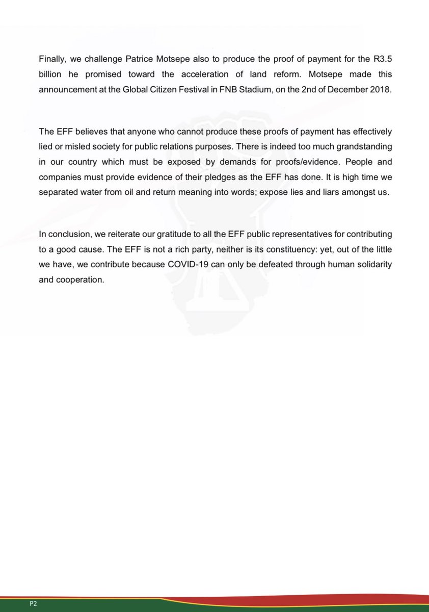 Economic Freedom Fighters tweet media