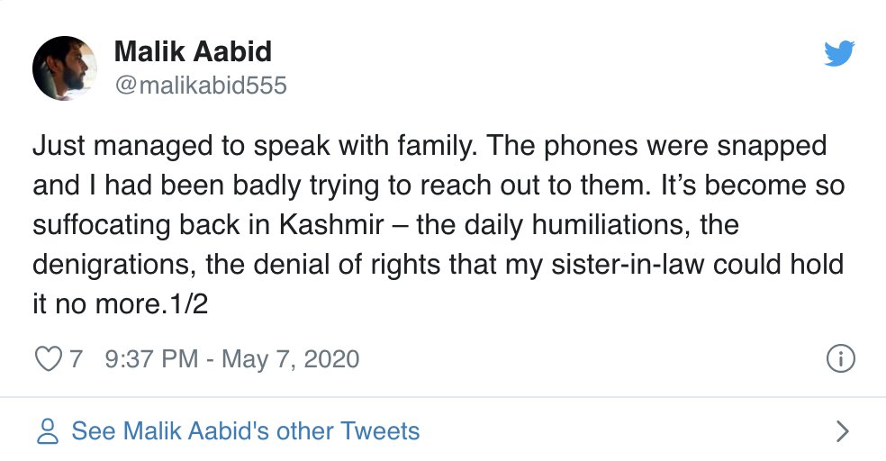 scroll_in's tweet photo. ‘No phones to call doctors’: Kashmiris speak out against communication block in the time of Covid-19 https://t.co/7I41EKoDmz
Kashmir Valley is a red zone. But most people do not have a working phone. https://t.co/SsfsPeLSZw