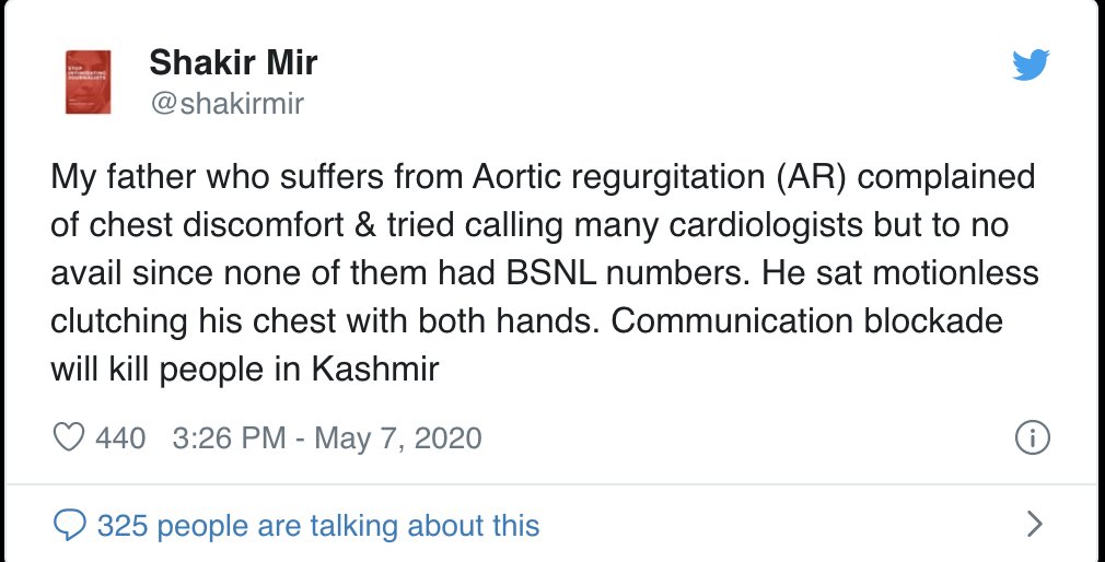 scroll_in's tweet photo. ‘No phones to call doctors’: Kashmiris speak out against communication block in the time of Covid-19 https://t.co/7I41EKoDmz
Kashmir Valley is a red zone. But most people do not have a working phone. https://t.co/SsfsPeLSZw