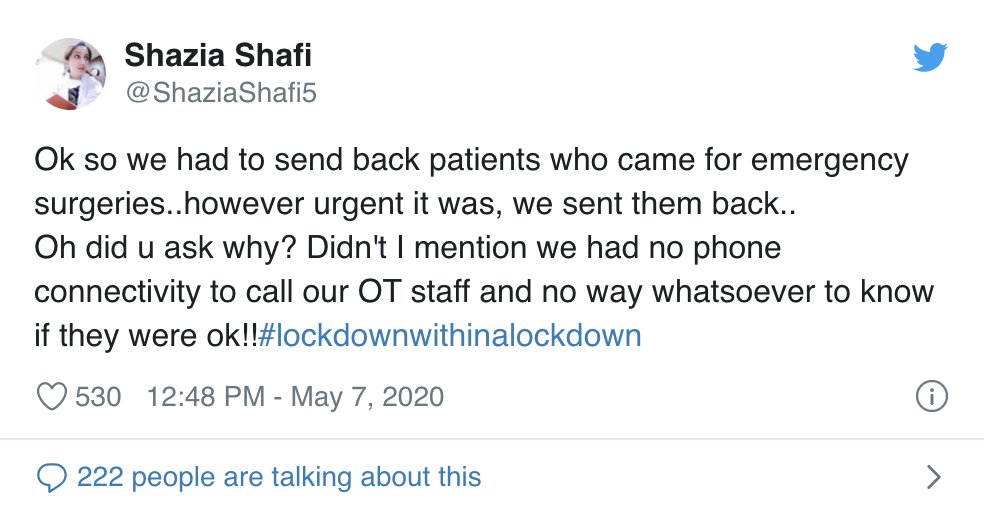 scroll_in's tweet photo. ‘No phones to call doctors’: Kashmiris speak out against communication block in the time of Covid-19 https://t.co/7I41EKoDmz
Kashmir Valley is a red zone. But most people do not have a working phone. https://t.co/SsfsPeLSZw