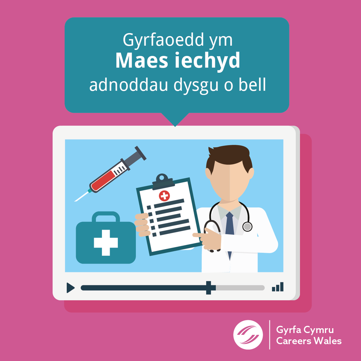 Oes gennych chi ddiddordeb mewn mathemateg, Saesneg, Cymraeg, neu wyddoniaeth? Ydych chi’n angerddol dros ofalu am eraill? Edrychwch ar ein hadnoddau #dysguobell sy’n  trafod ystod o yrfaoedd yn y diwydiant #gofaliechyd 👩‍⚕‍ ➡ gyrfacymru.llyw.cymru/newyddion/gyrf… #DaliDdysgu