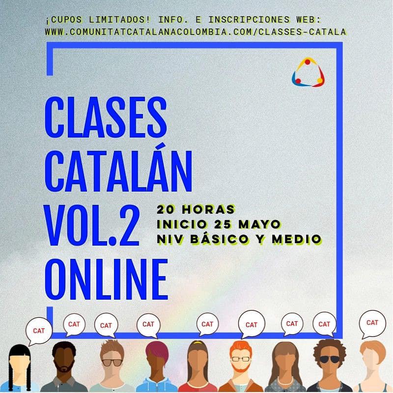 comcatcol's tweet photo. ¡Vuelven las clases de catalán! ¡Esta vez ONLINE!
Con especial invitación a tod@s aquell@s que viven fuera de Bogotá y que siempre nos han preguntado tanto por las clases de catalán!!
#comcatcol #classescatala #clasescatala #online #bogotá #medellin #cali #colombia #catalunya https://t.co/J7DpnPL4hH