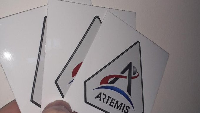 giopagliari's tweet photo. The "Artemis" Project's main goal is to send the first woman to the surface of the Moon by 2024.  

🥇👩‍🚀🚀🌖 => 2024

These stickers are official NASA merchandise and I'm giving 10 away 🎁

Like or retweet or comment to enter the draw.

Ends Monday May 11th, 2020

🍀 https://t.co/VyzmlhTmDh