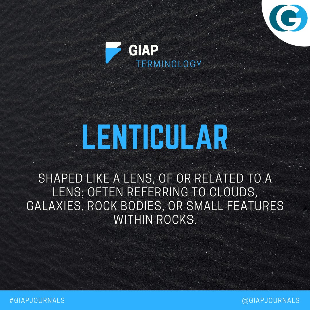 maayaaglobal's tweet photo. #GIAPTerminology | Lenticular | Shaped like a lens, of or related to a lens; often referring to clouds, galaxies, rock bodies, or small features within rocks.
--
#TermOfTheDay #Terminology #LearnWithGIAP #WordOfTheDay #Publication #Lenticular #Journal #Rock #Cloud #Words #GIAP https://t.co/C8H0ByOcrK