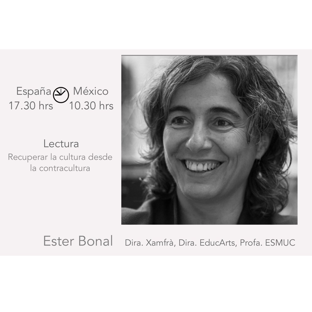FAACCC1's tweet photo. Hoy @EsterBonal de @Xamfra_Centre @telarmusica @pedagogiaesmuc #educarts nos habla con @GaleriaContrast de #cultura y #COVID19 #Covid_19 ! #zoom #arte #Educacion #Cultura #mexico https://t.co/02u1JBBT5R