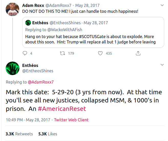 Manifest_Utopia's tweet image. From 3 years ago. @EntheosShines predictions for #SCOTUSGate, Collapsed MSM &amp;amp; an #AmericanReset ready to roll out over the next 3 weeks.
#WWG1WGA