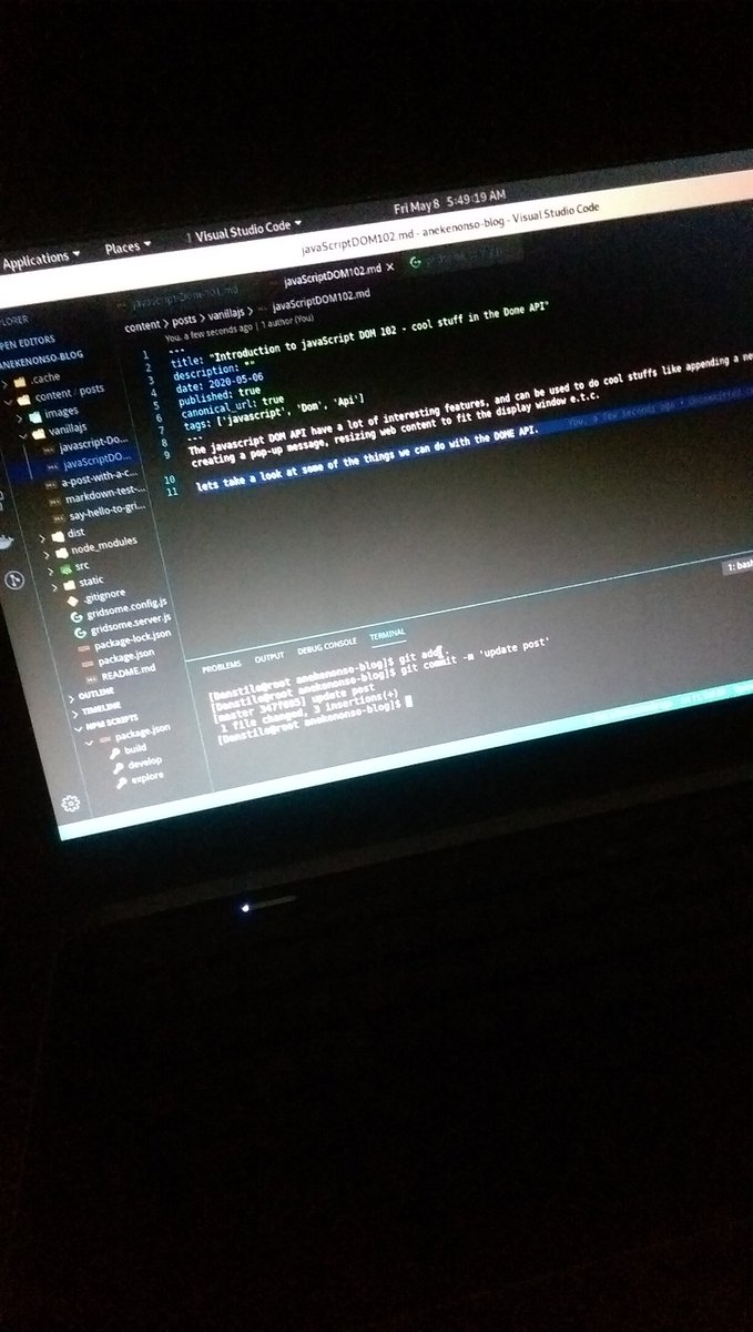 Tradewithken's tweet photo. My sleep was disturbed around 3am , I couldn't sleep afterwards. It's 5am and am writing a new post explaining some of the cool stuff you can do with JavaScript DOM API . Link to blog in my bio 
#javascript 
#DomApi https://t.co/aPKGzZKEUO