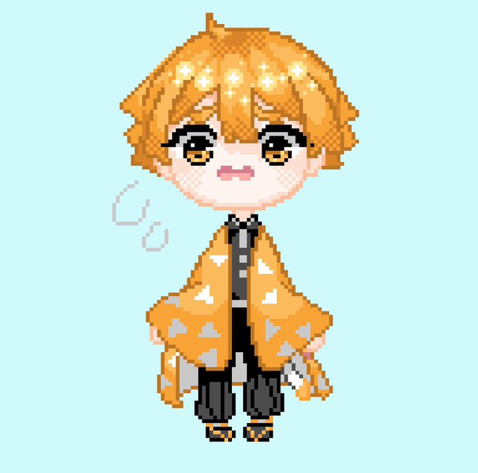 犬田@ログアウトさんがTwitterに投稿した我妻善逸(鬼滅の刃)のイラスト。