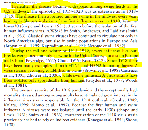 2/First, let's go all the way back to 1918 pandemic influenza."Interestingly, swine influenza was first recognized as a clinical entity in that species in the fall of 1918 concurrently with the spread of the second wave of the pandemic in humans."  https://twitter.com/sisu_sanity/status/1254349971404607489