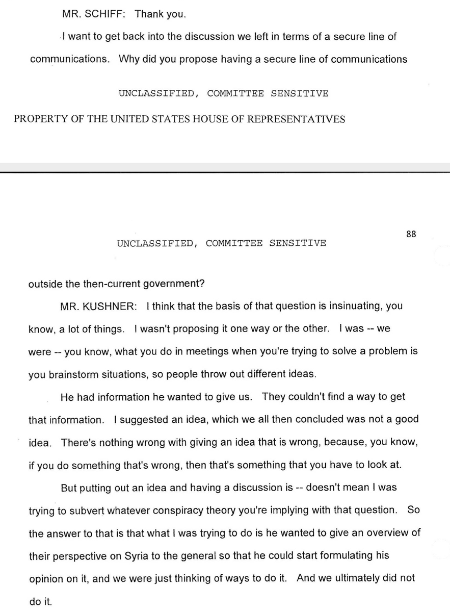 SCHIFF: So lemme get this straight - you are admitted UNDER OATH that you were breaking the Logan Act to help Putin direct Mike Flynn on future Syria policy?KUSH: What, like the President and the State Department get to hog all the diplomacy? Jeez.