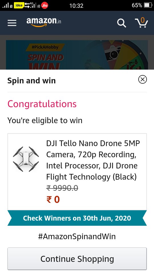 TanajShinde1's tweet photo. @TanajShinde1 #AmazonSpinandWin https://t.co/pBWa7ipc83