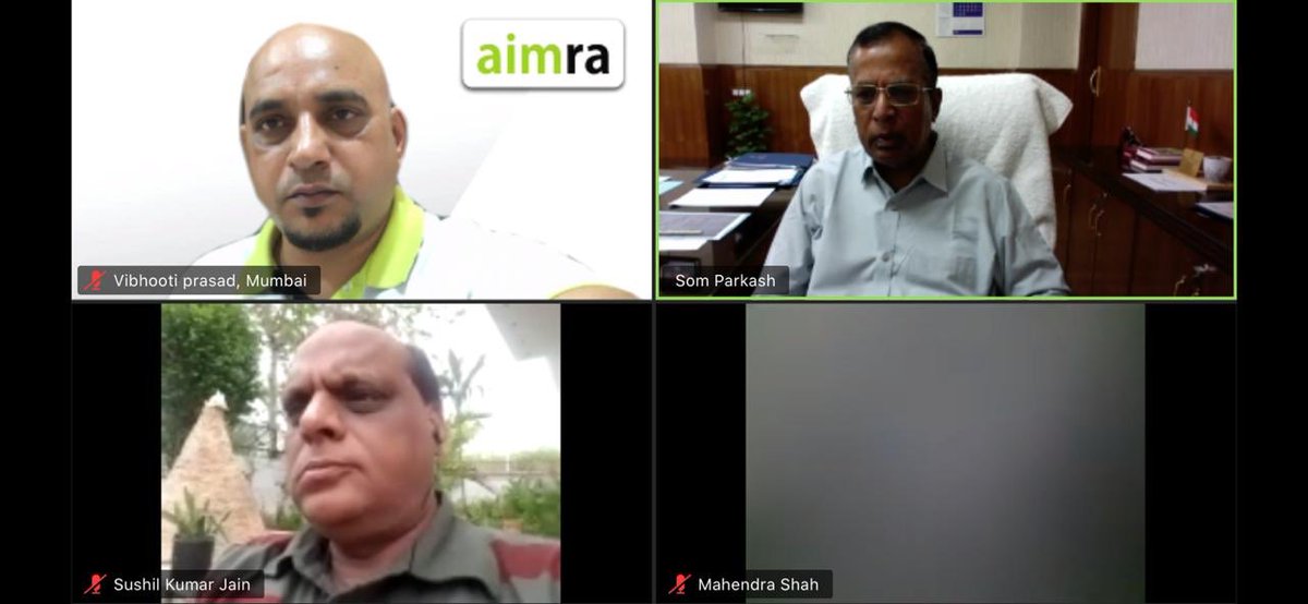 AimraIndia's tweet photo. AIMRA VP Vibhooti is daily attending VC with Ministers of the Ruling Party. He has stressed on the suffering of the mobile retailers and expressed their pain points. The positive response to this from the govt is the announcement of a Powerful Stimulus Package for MSMEs, soon! https://t.co/cZ2pnmXp2X