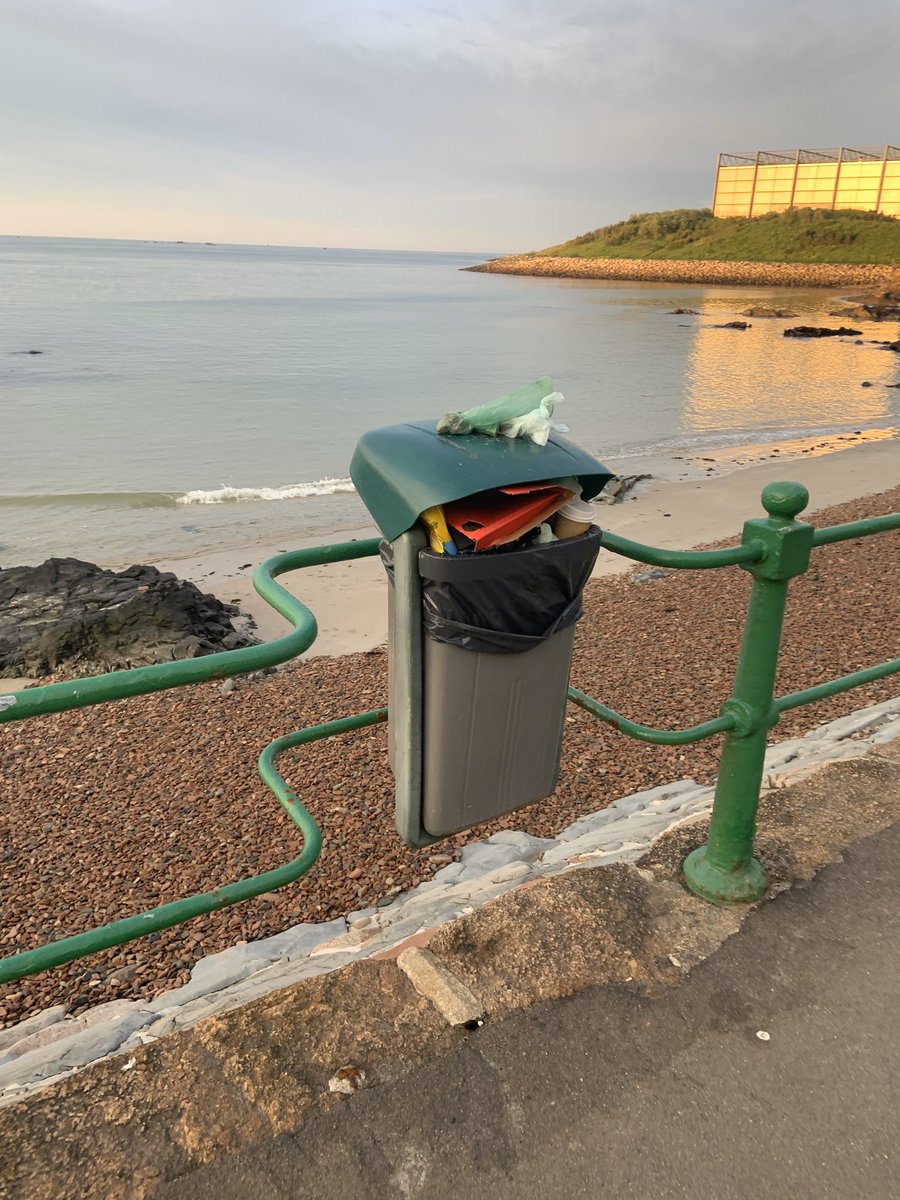 missbutel's tweet photo. @StHelierJsy @SimonCrowcroft @PlasticFreeJsy - beautiful morning! Shame it was ruined by all these overflowing bins!! Who are these people?! https://t.co/YhBOroP4mk
