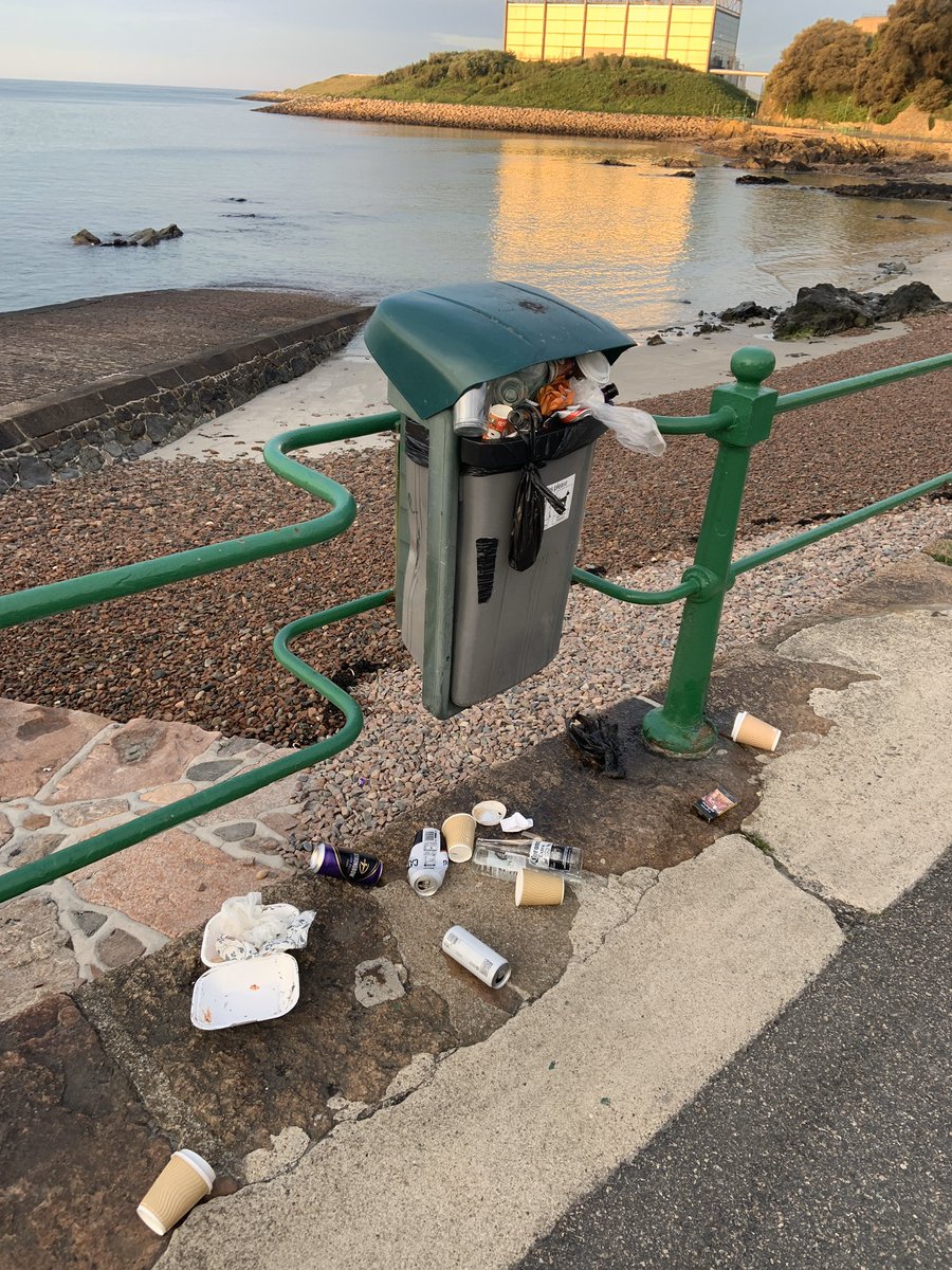 missbutel's tweet photo. @StHelierJsy @SimonCrowcroft @PlasticFreeJsy - beautiful morning! Shame it was ruined by all these overflowing bins!! Who are these people?! https://t.co/YhBOroP4mk