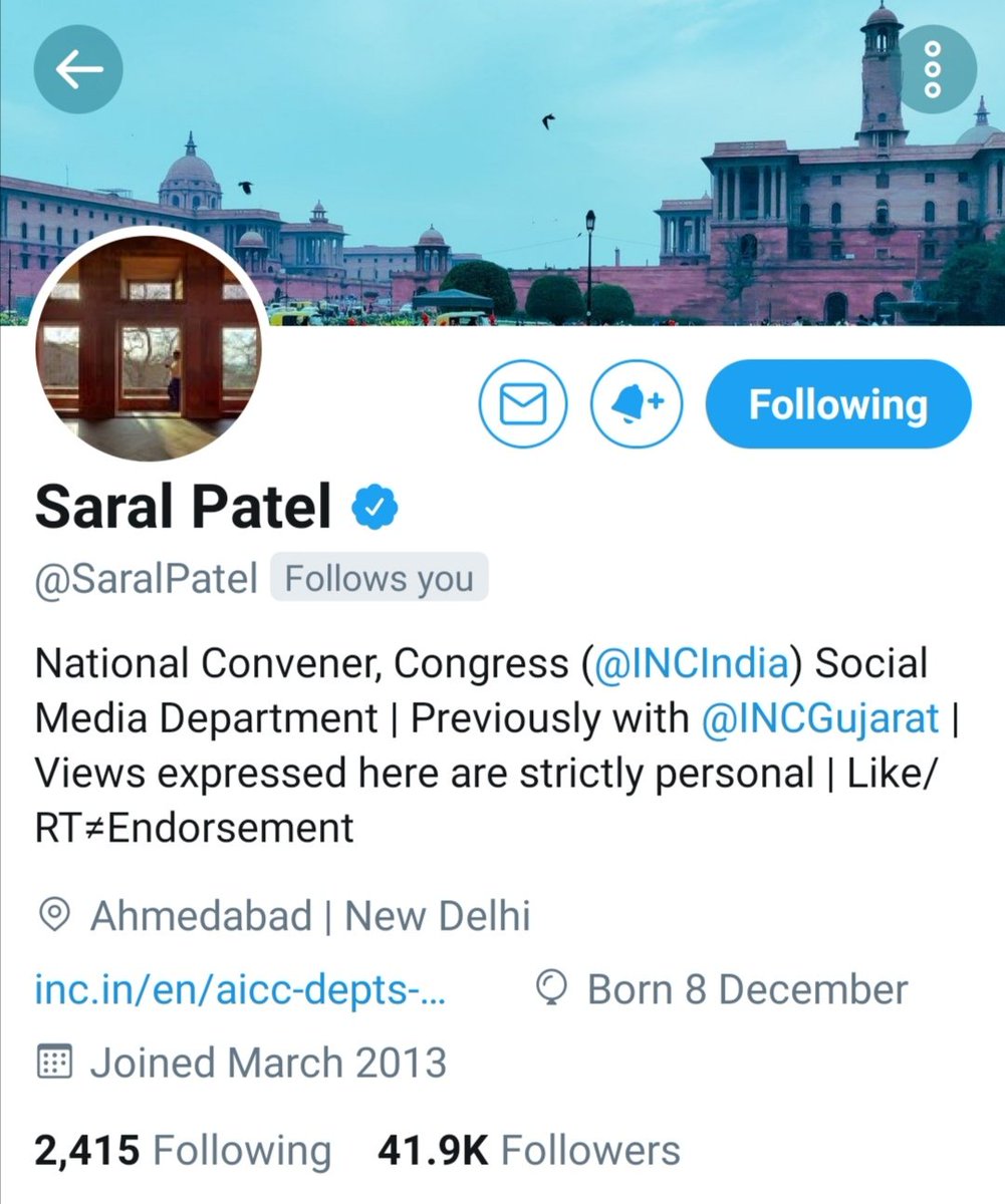 Rosith_PT's tweet image. Glad to get a follow back from one of the legends on twitter. Thank you @SaralPatel

Jai Bharath.. Jai Congress..

#WithCongress
#StrongerTogether
#CongressForIndia