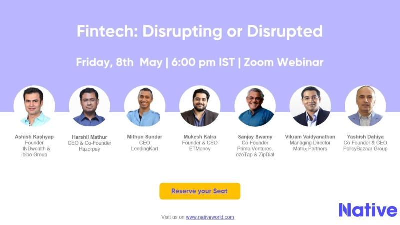 supreetsingh's tweet image. Fintech: Disrupting or Disrupted?

Save your spot for this blockbuster fintech panel today @ 6PM - tinyurl.com/yd84kve6

Looking forward to hosting and having a fun conversation with @VikramV23 @harshilmathur @ashishkashyap @kalramukesh @notmithun @TheSwamy &amp;amp; Yashish Dahiya