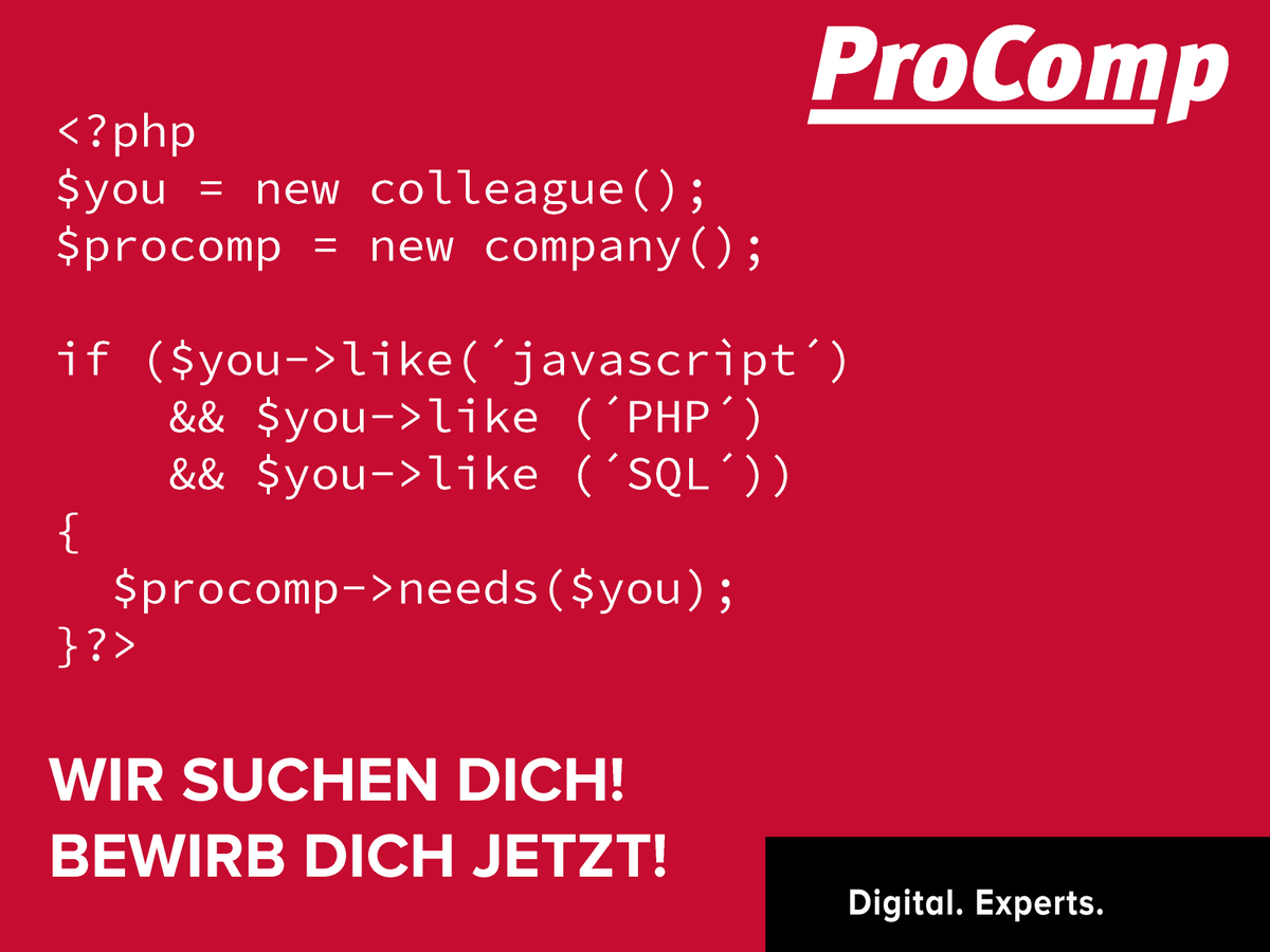 procompgmbh's tweet image. Du hast alles verstanden? Perfekt! Genau Dich suchen wir! Bewirb Dich jetzt und werde Teil unseres Teams Digitale Prozesse: procomp.de/karriere/infor…

#programmerwanted #fachinformatikergesucht #werdeteilunseresteams #digitalexperts