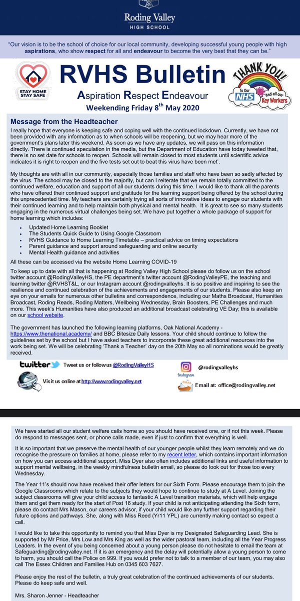 RodingValleyHS's tweet photo. Wow! This week’s parent bulletin is absolutely jam packed full of celebration! Don’t miss it! You should have received it by email, or you can see it here: https://t.co/Z7lFRx7WoE https://t.co/0kz8XDKN6m