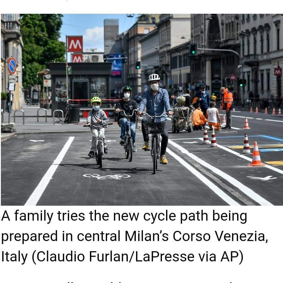 CyclingCities's tweet image. Cheers to new #cyclepaths being made as the part of new normal post #coronacrisis and families are happily trying it 🚴😀

More inspiration for other cities to build #bikepaths 💫🚲🚲

#Italy #Covid_19 #fridaymorning