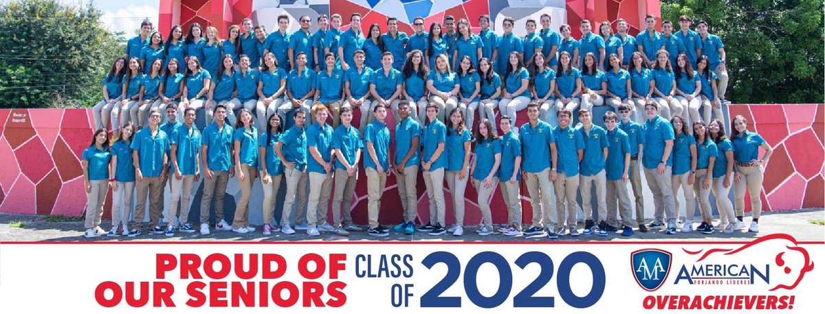AmericanmaPR's tweet photo. Felicitamos a nuestros SENIORS 2020 por sus logros académicos y admisiones universitarias.
¡¡¡En la American estamos muy orgullosos de ustedes!!!
#Seniors2020
#OrgulloBisonte
#Bisontes2020
#Bisons
#Overachievers
#Classof2020
#American
#AMAPR
#ProudofourSeniors2020 https://t.co/wmbkyBJnE7