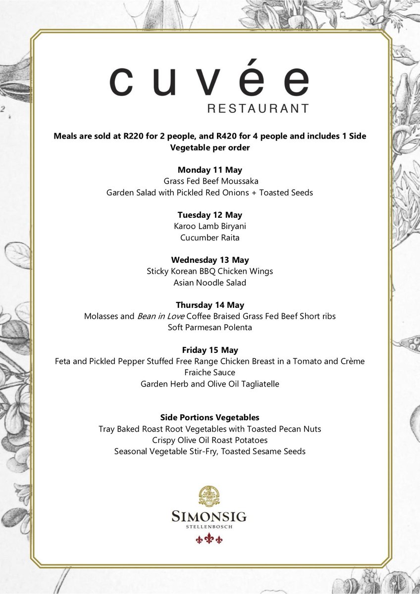 pickmeNOW111's tweet photo. Hi All
Please support!
Cuvée Restaurant @ Home Delivery now in Stellenbosch and Paarl area. #deliverymenu #homecooking #delivery @westleymuller https://t.co/Hq3oLKJXFI