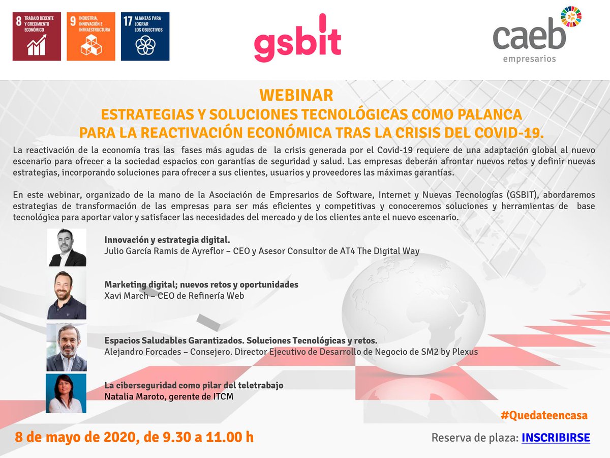 xavier_march's tweet photo. Hoy, a las 9:30h, un servidor y unos compañeros top de @GsBitBalear impartiremos un webinar gratuito para @CAEB 

Queda algo menos de una hora, (si, esto va para los más rezagados) y aún os podéis sumar a los cerca de 200 inscritos.

¡No os lo perdáis! https://t.co/tutydhFcR2 https://t.co/42hPZcSHR6