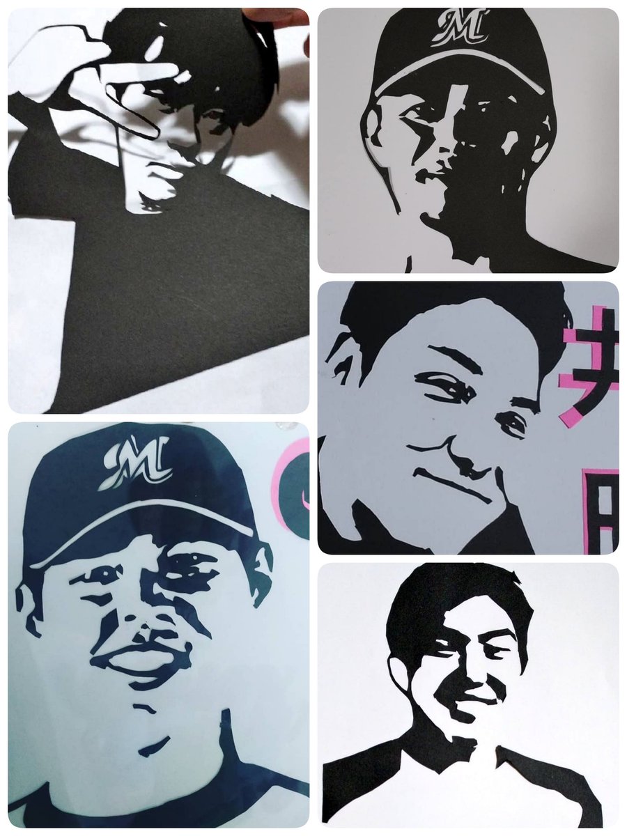 切り絵 野球選手 アート作品 今までに作ったプロ野球選手の切り絵を載せます✨✨ その③
