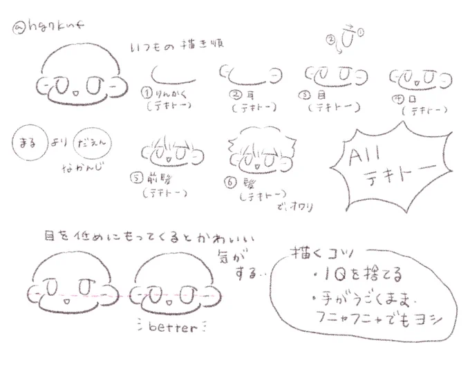 マシュマロにデフォルメの描き方の質問があったので死ぬほど参考にならないけど私のいつもの描き方を図説…?しました (ええんか?こんなので…) 