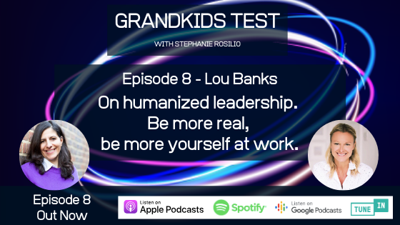 StephRosilio's tweet photo. Be more open, honest and true to yourself at work. Why does this ‘humanised’ approach improve your mental health and work performance? Find out in my chat with 
@lou_loubanks CEO @RisingVibeLtd  in E8 Grandkids Test podcast, sponsor WeFil #mentalhealth#leadership#covid19 https://t.co/imFBLkPF5K